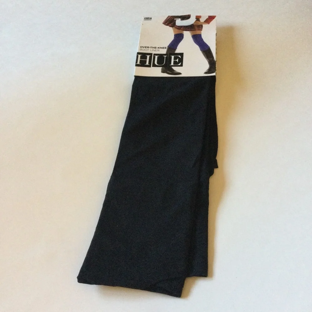 HUE MICROFIBER OVER THE KNEE BOOT LINERS SOCKS BLACK OS NWT